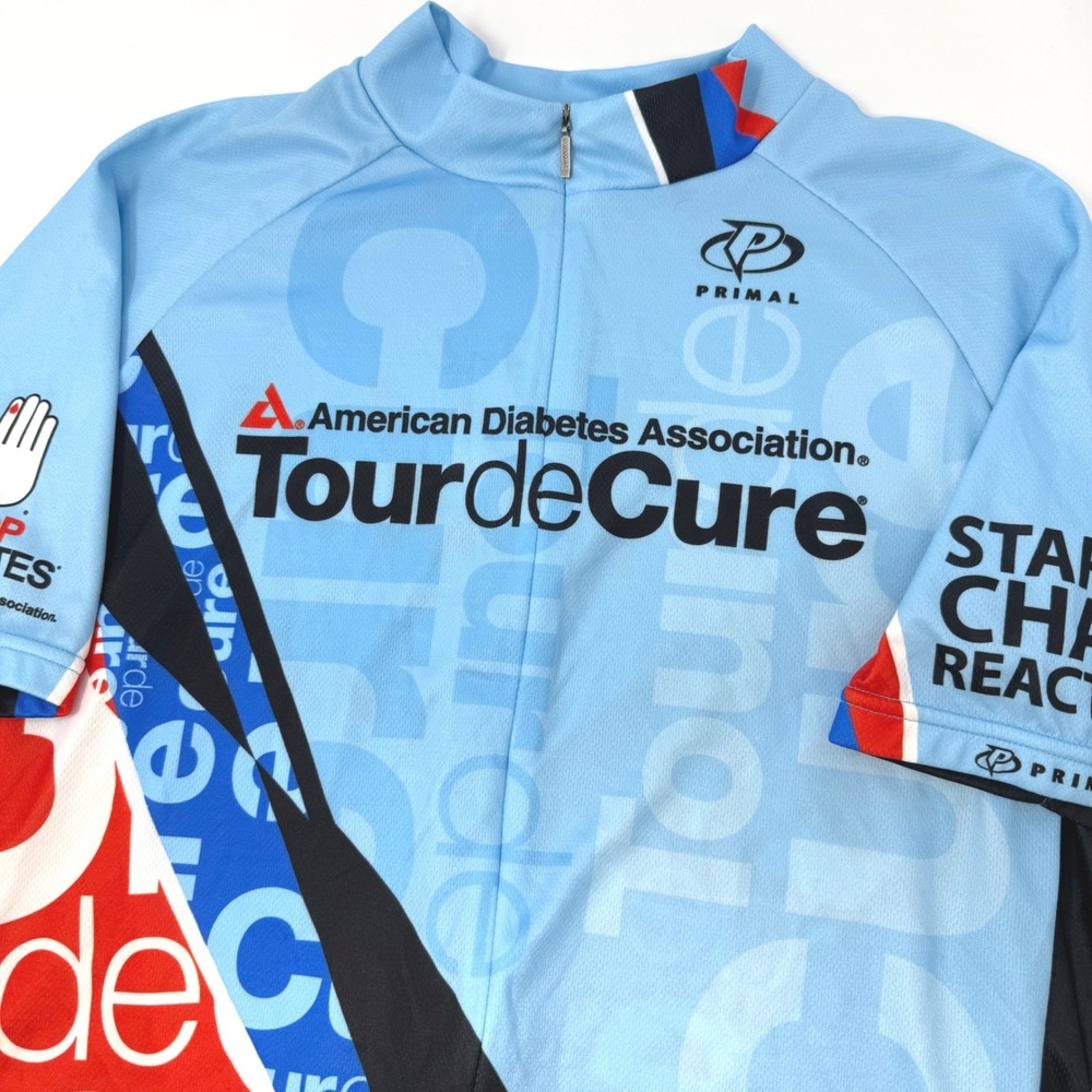 Primal Mens Large Tour de Cure American Diabetes Association Cycling Jersey Blue